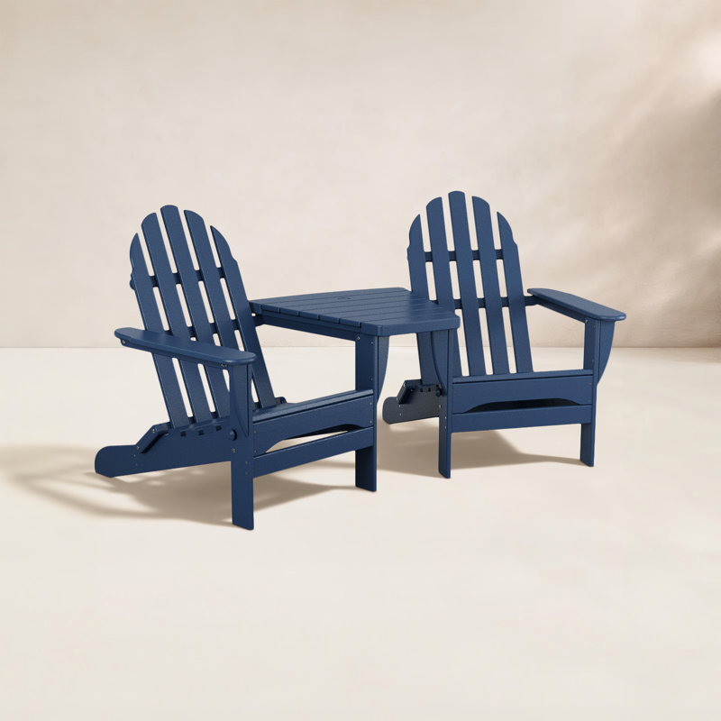 Adirondacks pliants POLYWOOD Classic avec table de connexion en angle, Marine