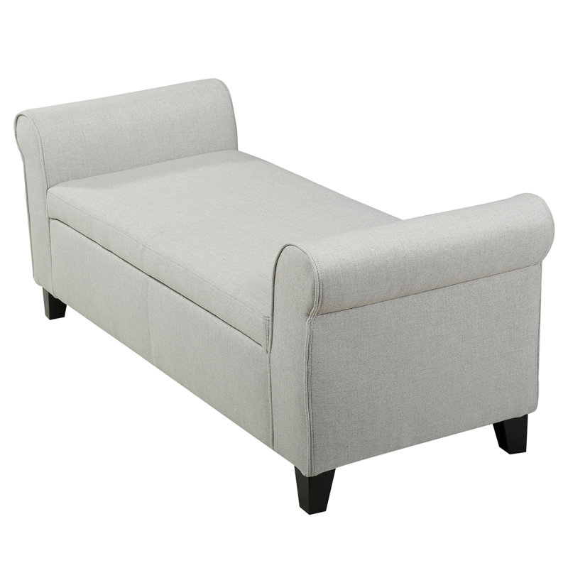 Aisyah Upholstered Storage Bench, Light Gray Fabric 