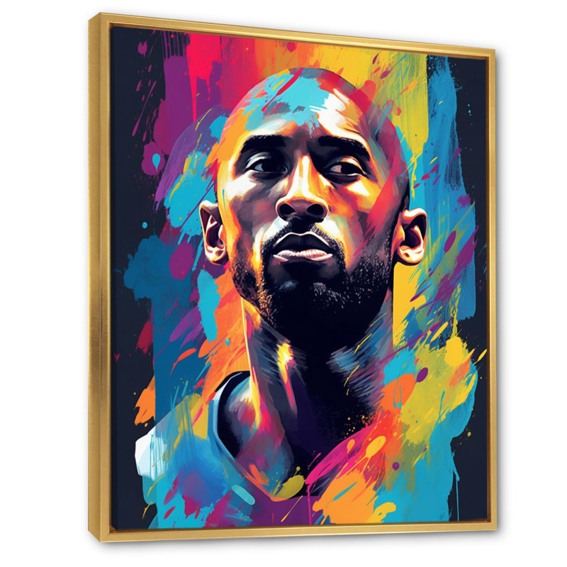 «Kobe Memory II», reproduction sur toile, Cadre flottant doré, H 32 po x l 16 po x P 1 po