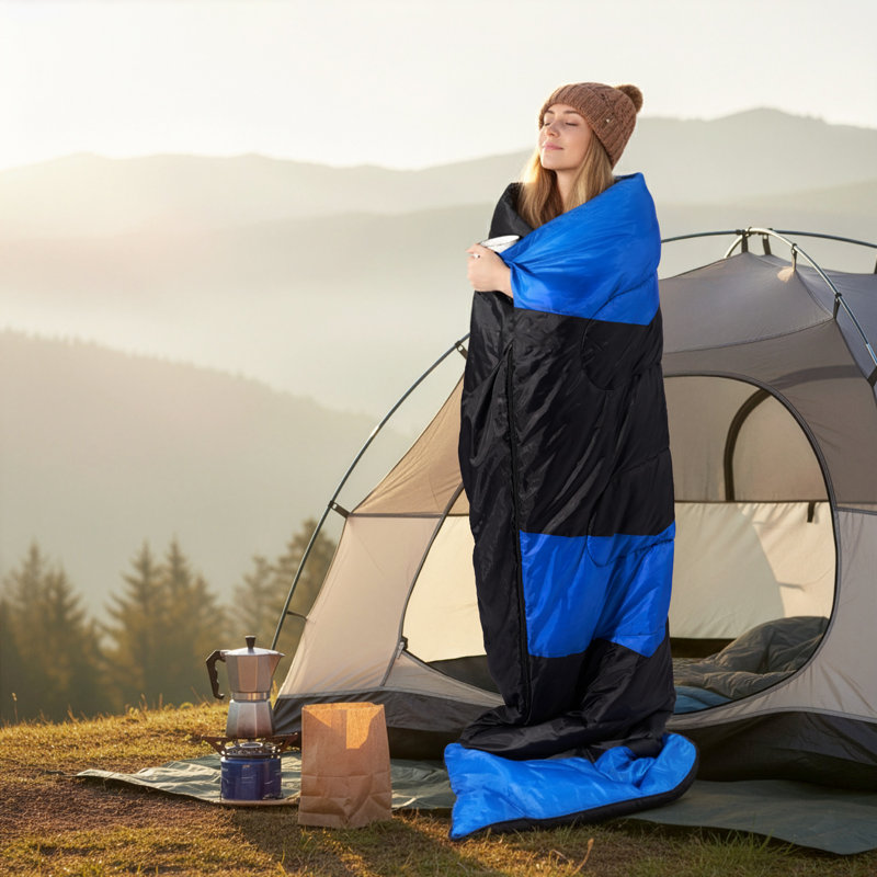 Lightweight Sleeping Bag With Carrying Bag, Blue