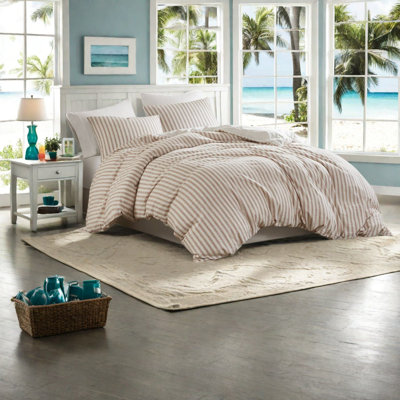 Linen Blend Striped Duvet Cover Set