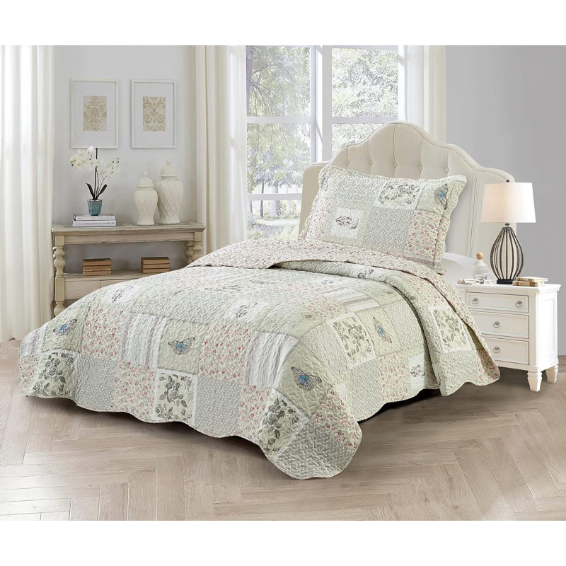 Ensemble de courtepointe 2 pièces avec 1 taie décorative