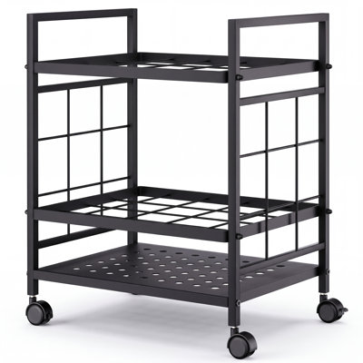 Mobile Blueprint Storage Rack, 3-Tier Metal Rolling Cart with 20 Storage Slots, Silent Lockable Casters, Vertical Poster Long Umbrella Holder for Of
