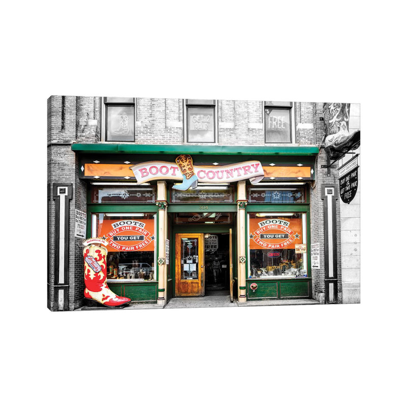 Nashville Boot Country 1 Piece Wall Art on Canvas, 101.6cm H x 152.4cm W x 3.81cm D, Wrapped Canvas