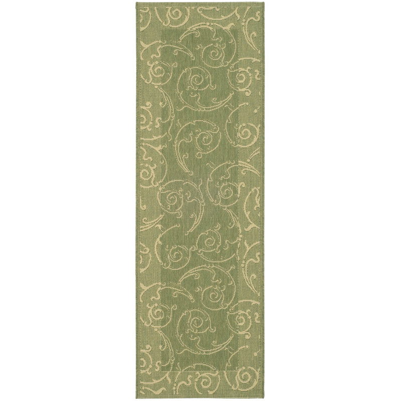 Tapis olive / naturel Davonia, Tapis de couloir 2 pi 3 po x 12 pi