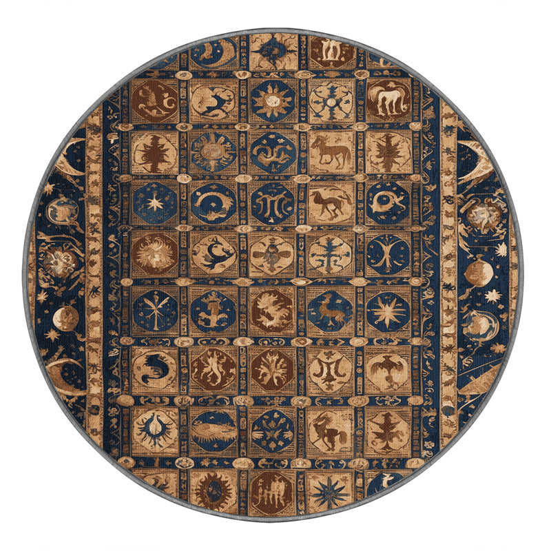 Tapis gris français lavable à la machine, Rond 4 pi