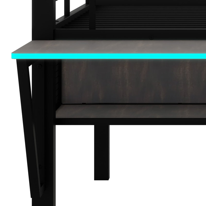 Lit mezzanine avec bureau Gaming, DEL