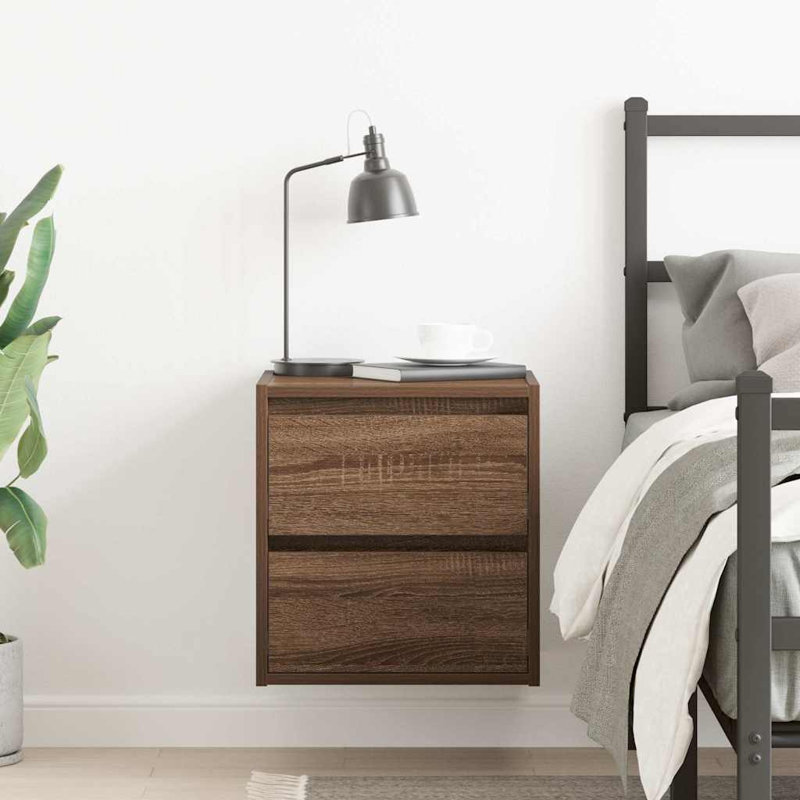 Wall-Mounted Bedside Cabinets 2 Pcs 38X34x40 Cm, Brown Oak, 2