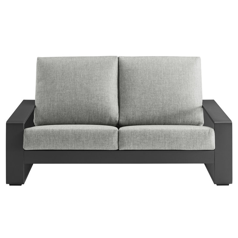 Lirienne Outdoor Patio Aluminum Loveseat, Gray, Light Gray