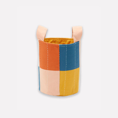 Checkered Fabric Storage Bin