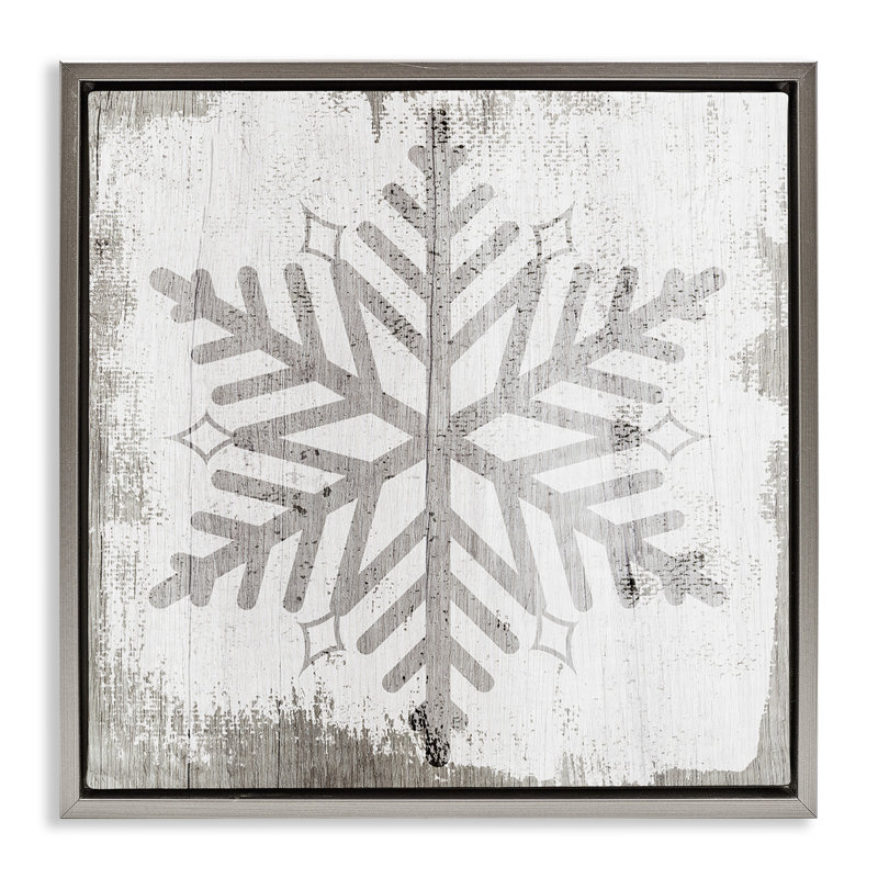 Forme de flocon de neige hiver nature, Cadre flottant gris lustré, H 18 po x l 18 po