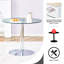Table de salle à manger de 35 pouces en verre trempé avec structure en métal argenté et moderne-967666387