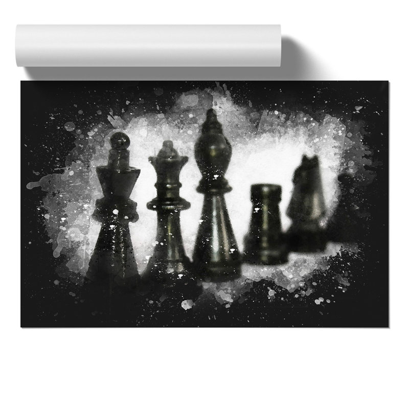 Chess Pieces Paint Splash - Wall Art, 59cm H x 84cm W x 0.1cm D, Unframed