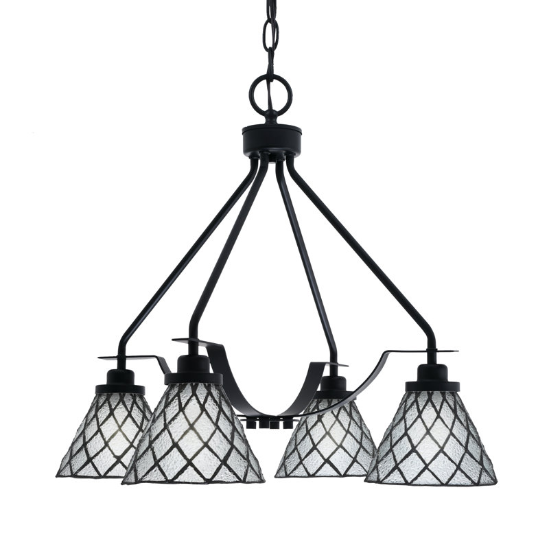 Lustre 4 lumières Odyssey Downlight, Noir mat, Noir/gris