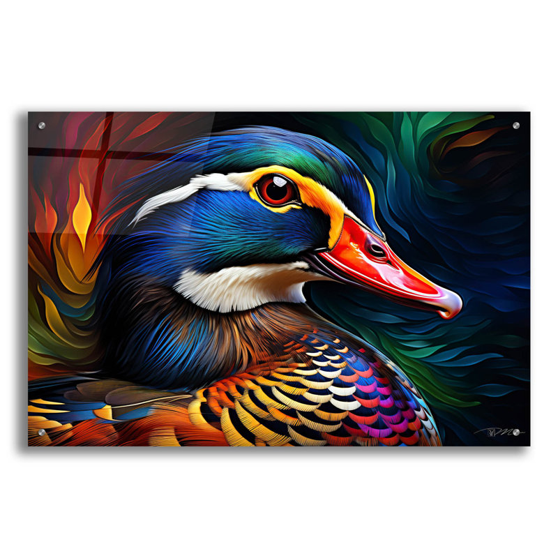 Art mural en verre «Duck Head» par Momart, H 24 po x l 36 po x P 0,2 po