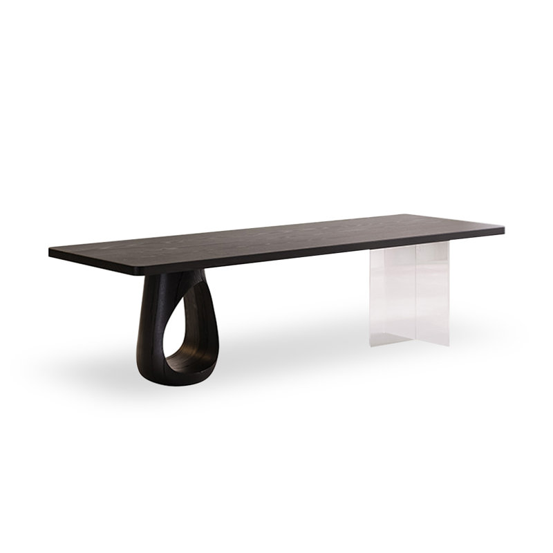 Black Rectangular Solid Wood Dining Table, 29.53"H x 78.74"L x 31.5"W