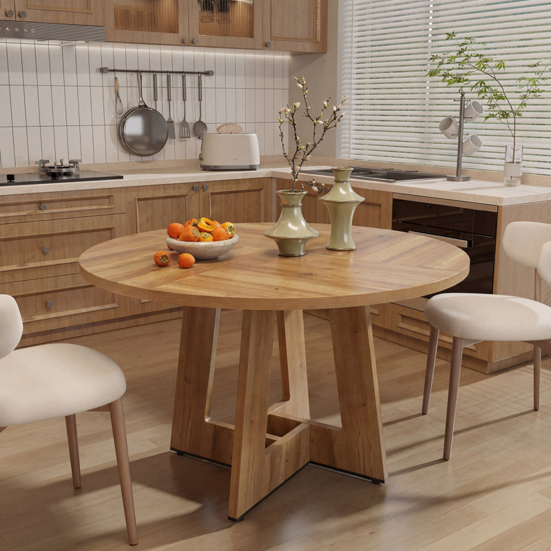 Table de salle à manger en bois 47 po pour 4 à 6 personnes, Marron clair