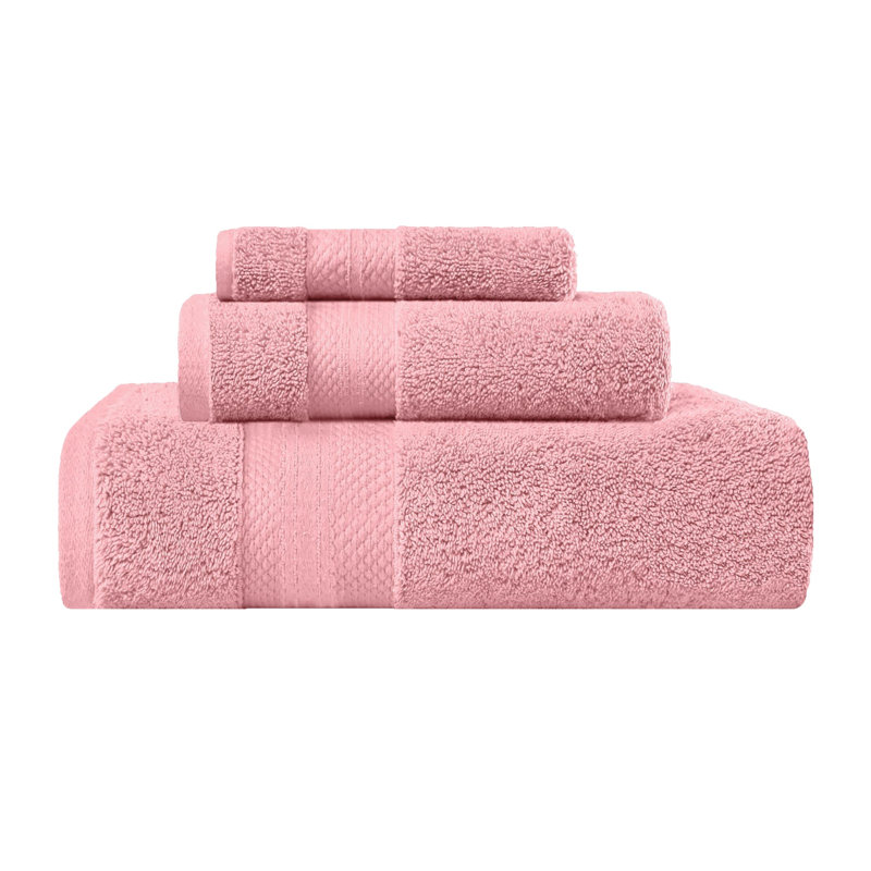 Finnian Plush Heavyweight, 100% Turkish Towel Collection, Coral Pink, 3 Piece Towel Set