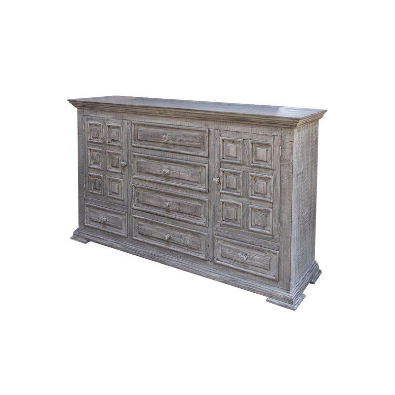 Commode 6 tiroirs 2 portes Terra, Gris