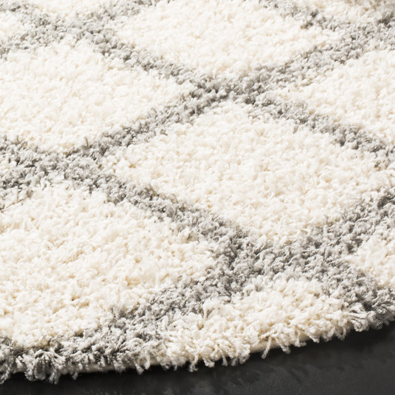 Lapidge Geometric Ivory Area Rug, Round 6'