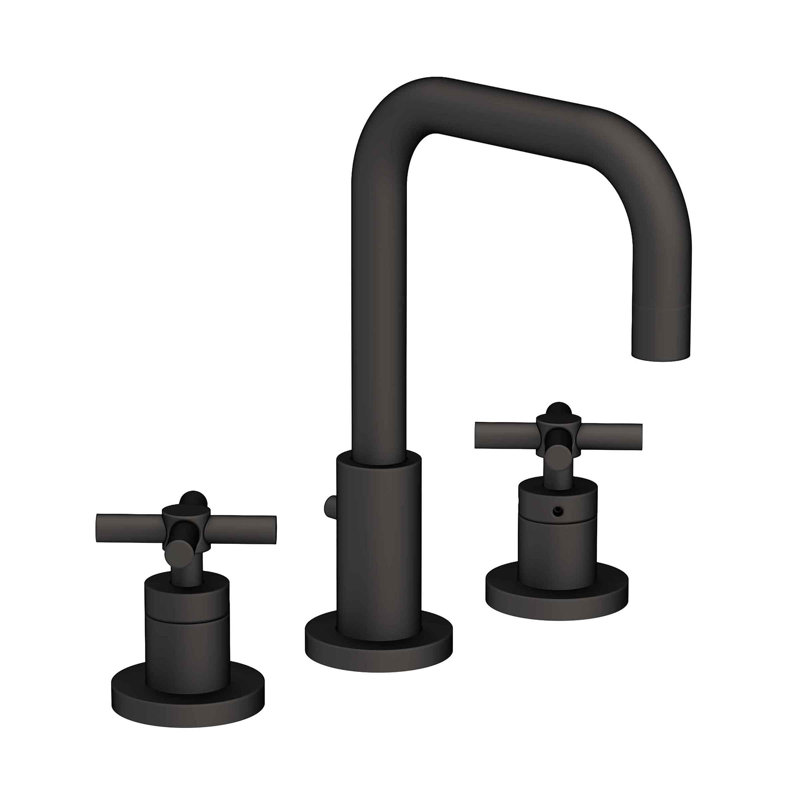 East Square Widespread Bathroom Faucet with Drain Assembly, Flat Black