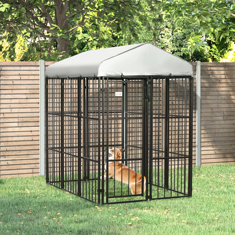 Grand chenil pour chien de 6 pi x 4 pi avec auvent ombragé, extérieur - robuste, imperméable pour chiens de taille moyenne