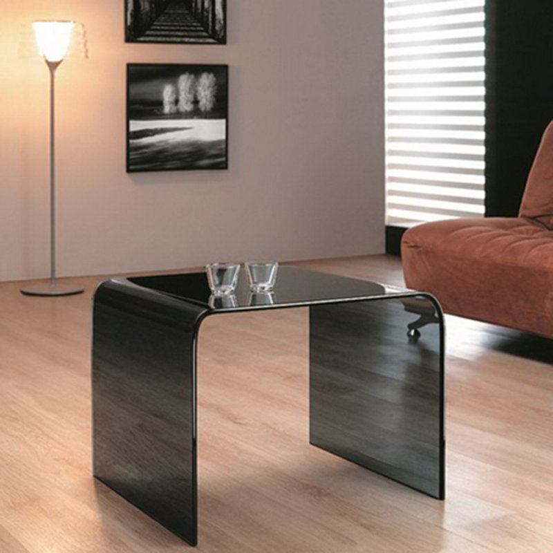 Tonia Glass Top Sled End Table