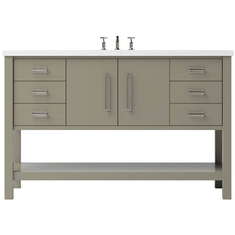 Kiawah Single Extra Wide Bath Vanity, Satin Nickel, 48", French Olive