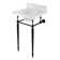 Edwardian White/Black Metal Oval Console Bathroom Sink with Overflow