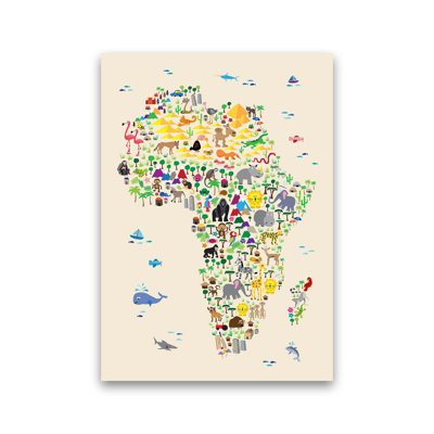 Animal Map of Africa by Michael Tompsett - 1 Piece Wall Art
