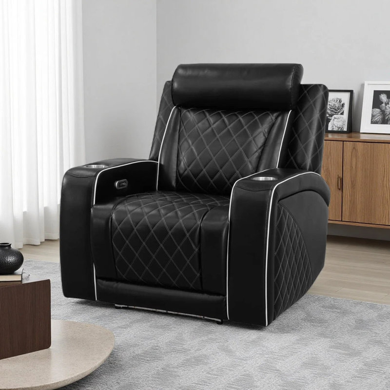 Black Breathable Leather  Recliner Chair