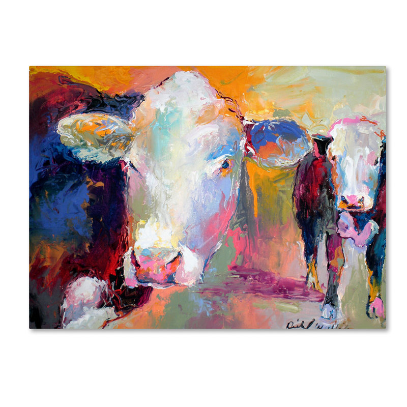 « art vaches », reproduction sur toile tendue, H 14 po x l 19 po