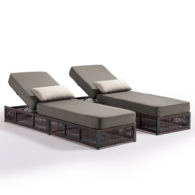 Clybourn Outdoor Patio Swimming Pool Adjustable Wicker Chaise Lounge Chair With Cushion (Set Of 2)