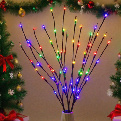 3 Pack Lighted Branches 60 LED Twig Lights Lighted Plants Artificial Twinkle Willow Branch Lamp Home Fairy Light Up Branch for Vases Holiday Party Indoor Decor Battery Operated
