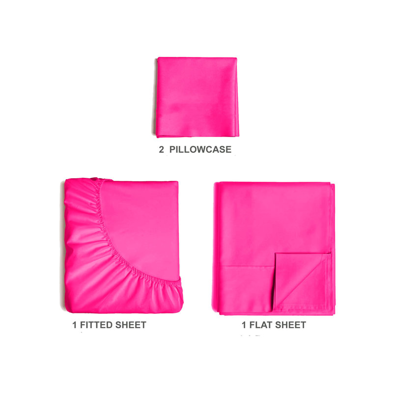  Ensemble de draps en rayonne de bambou 4 pièces Premium Luxury, Ensemble de draps pour taille de lit simple TG ave, Fuchsia