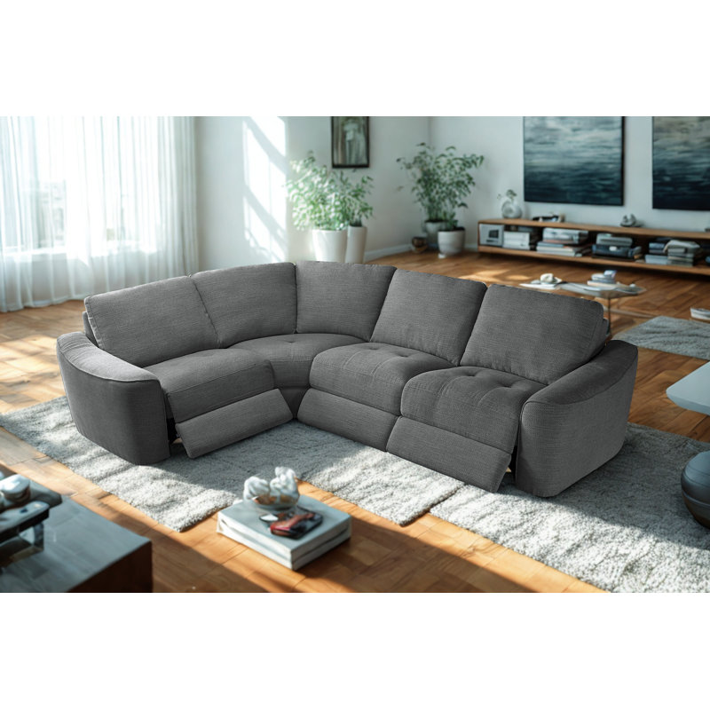 Canapé modulaire inclinable électrique 4 pièces avec rangement sans fil et port USB Lexor, Gris foncé