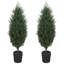 Ensemble de 2 arbres de Noël artificiels en cèdre vert non éclairés de 4 pi avec 291 pointes en PE chacune, base de pot lestée, résistante aux rayons UV