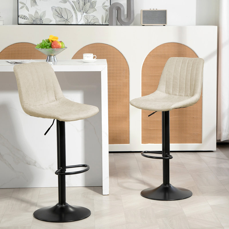 Ensemble de 2 tabourets réglables réglables, tabourets pivotants avec dossier Leathaire, Gris