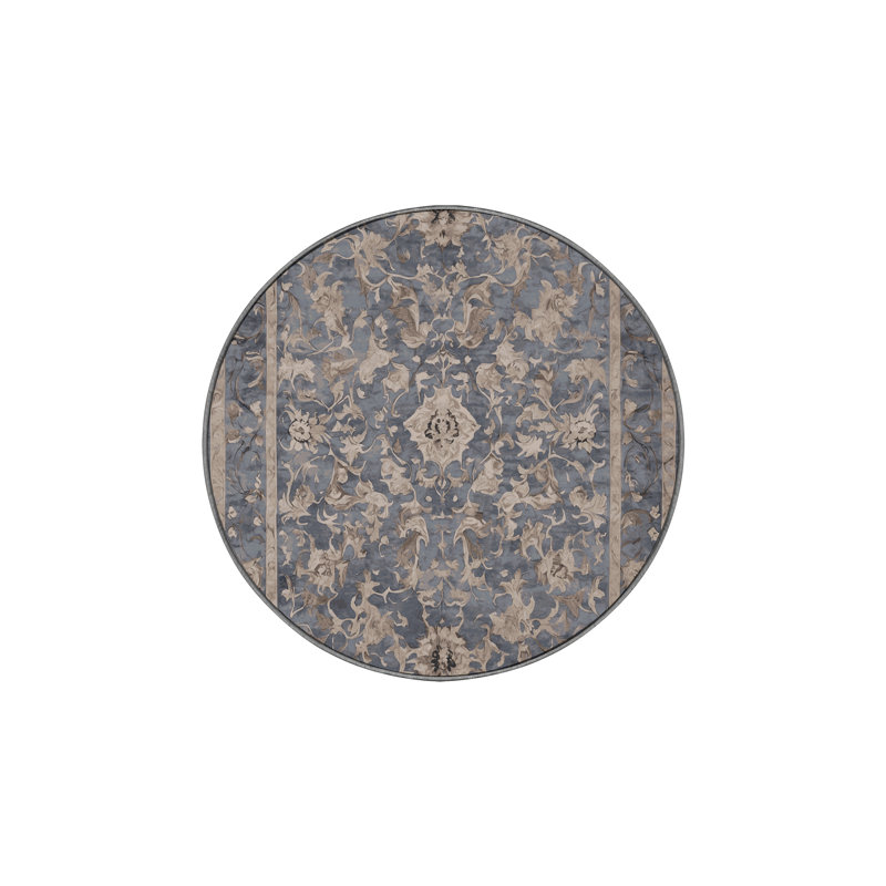 Machine Washable Gray Area Rug, Round 6'