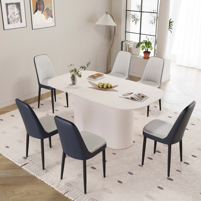 Comfortable Multifunctional Pu Chair Set With Sturdy Mdf Table For Home And Kitchen Modern Space