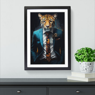 Leopard in a Suit Painting No.4 1 Piece Single Picture Frame Wall Art