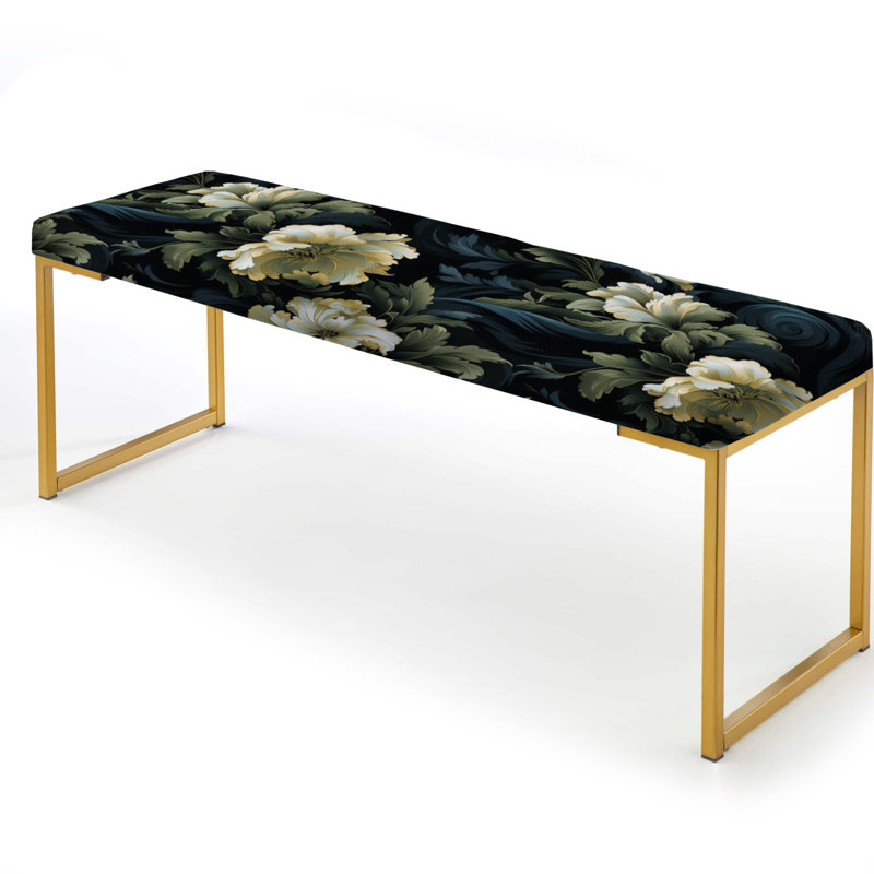 Banc rembourré or, Fleurs victoriennes furtives
