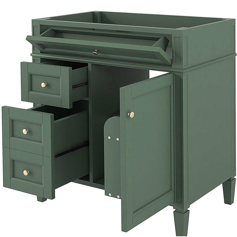 Meuble-lavabo de salle de bain de 30 po sans lavabo supérieur, armoire de rangement moderne avec 2 tiroirs et un tiroir rabattable (BASSIN INCLUS)