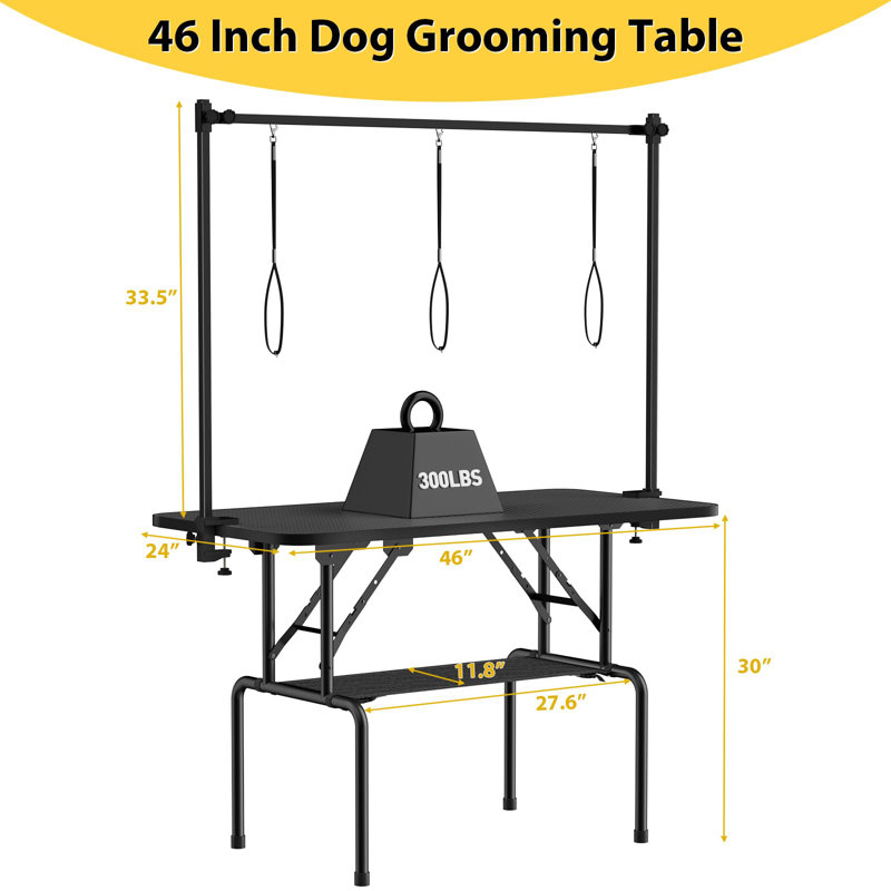Metal Adjustable and Foldable Folding Grooming Table, 63.5"H x 24"W x 46"D