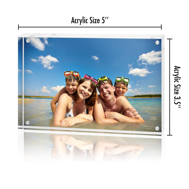 Modern Clear Acrylic Magnetic Tabletop Picture Frame 3.5" x 5"