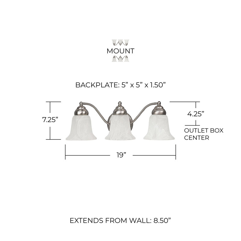 3 - Light Dimmable Vanity Light, Matte Nickel