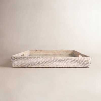 Square Serving Ottoman Trays With Glass Insert