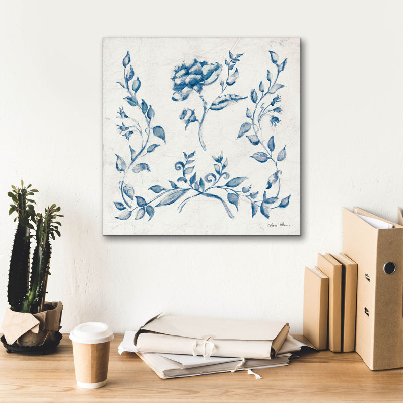 «Suédois tuile I bleu» par Cheri Blum, art mural sur toile, H 18 po x l 18 po x P 0,75 po