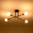 4 - Light Black And Brass Linear Modern Sputnik Semi Flush Mount