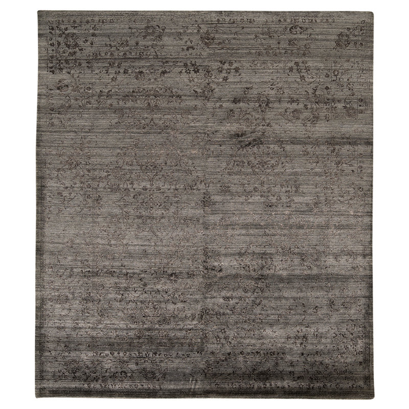 Tapis gris foncé noué à la main de haute qualité